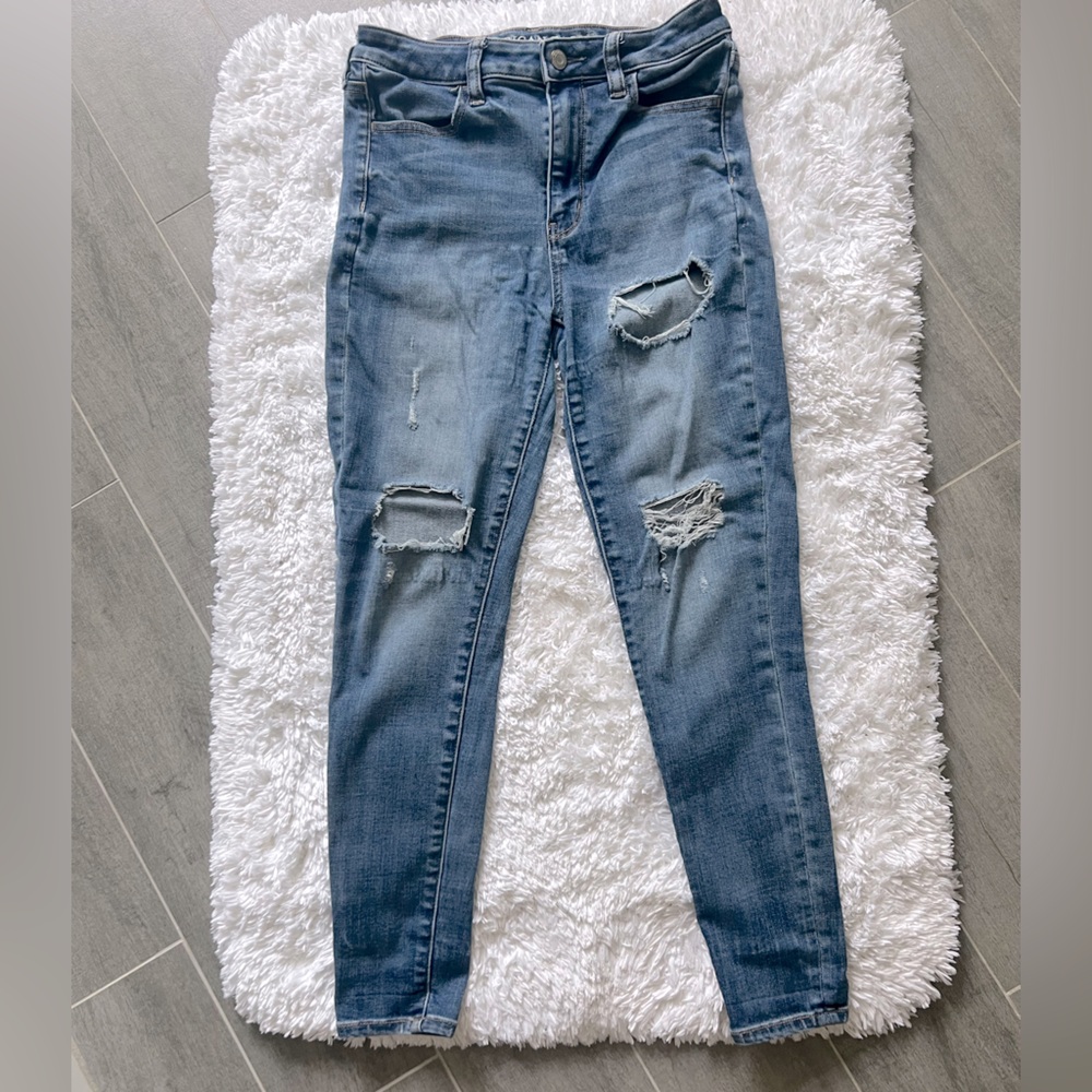 American Eagle Outfitters Blue Skinny Jeans with Stretch Fit